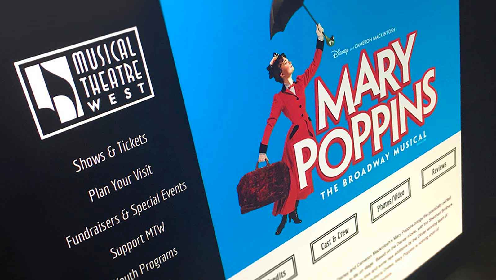 photo of website design for Musical Theatre West