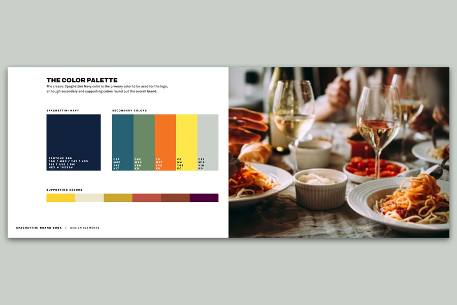 color palette in brand book layout